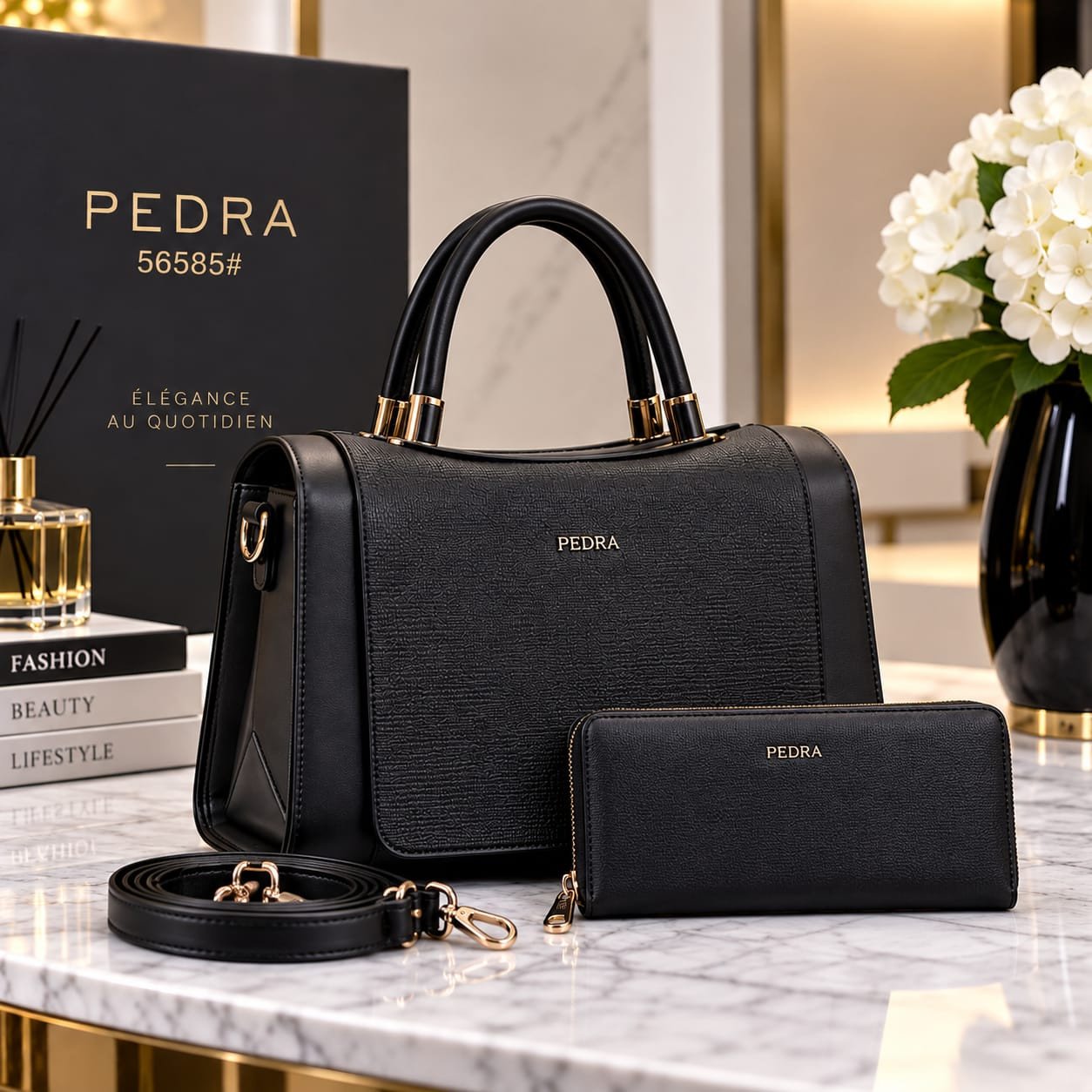 Sacs à main de marque tendance class pour femme en lot de 2-en-1 avec un petit portefeuille ou une pochette assortie).