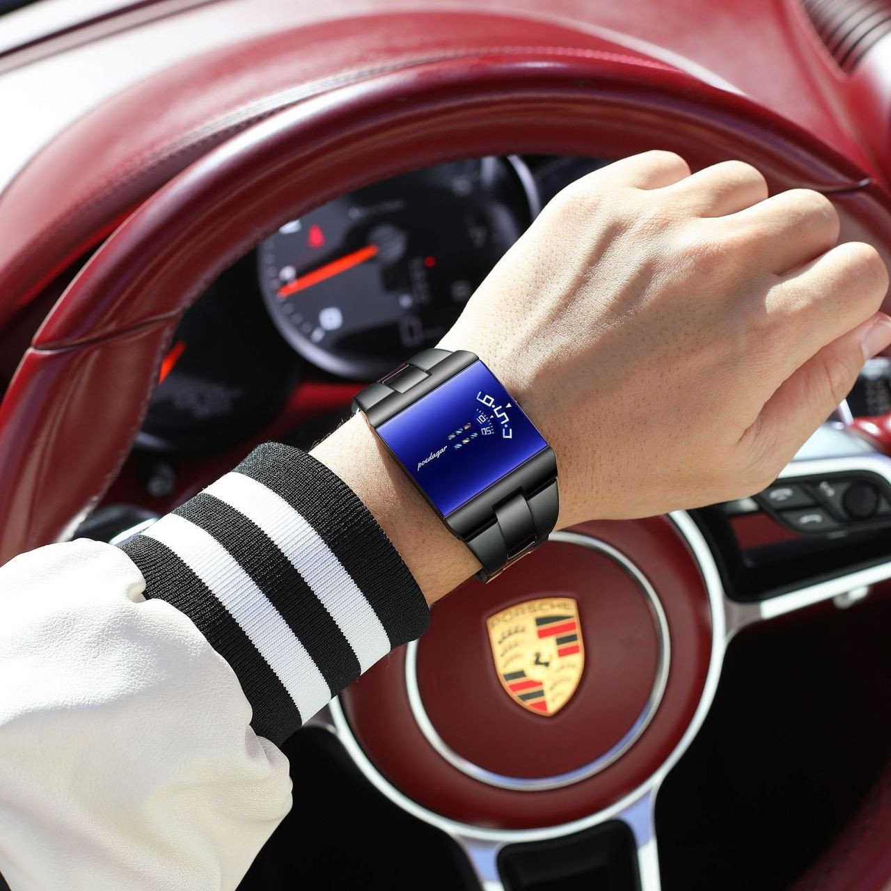 POEDAGAR/Poedaga Suisse toute nouvelle montre pour hommes à la mode 857 montre à quartz décontractée, montre-bracelet pour homme Poedagar 857 avec son cadran de forme carrée au design futuriste et son
