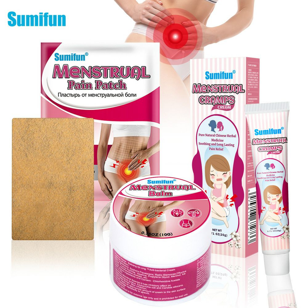 Le baume, la creme et le patch menstruel Sumifun (Sumifun Menstrual Balm).