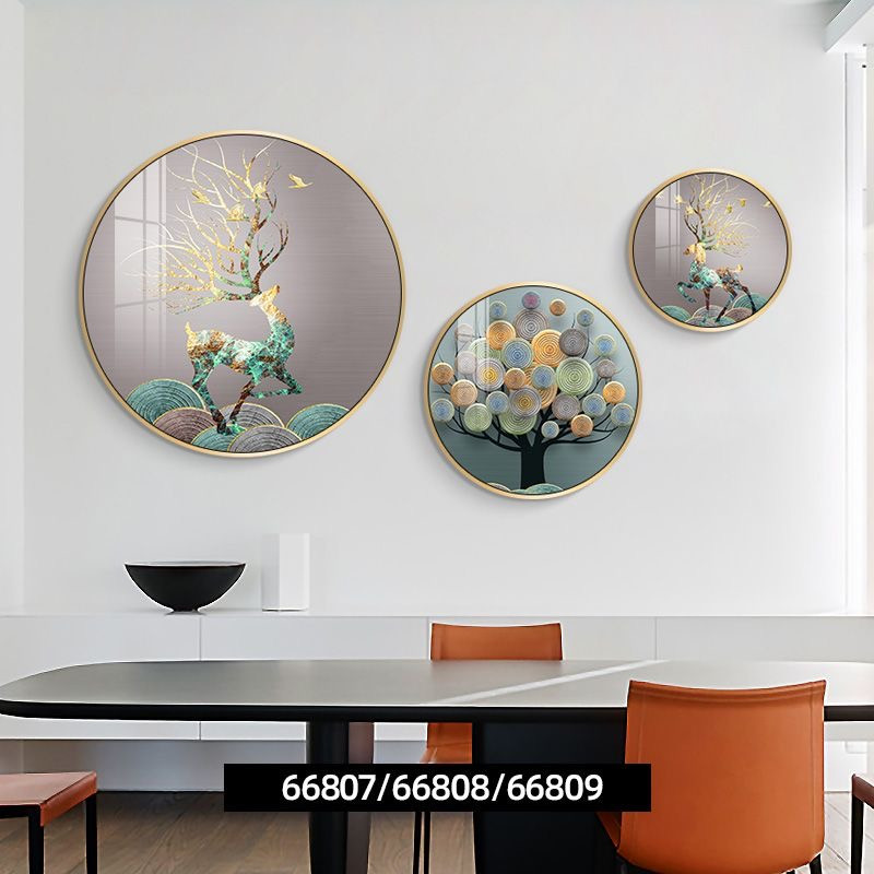 ComOne: Tableau décoratif moderne simple table à manger ronde triple mur table à manger salon fond mur maison murale - Taille moyenne