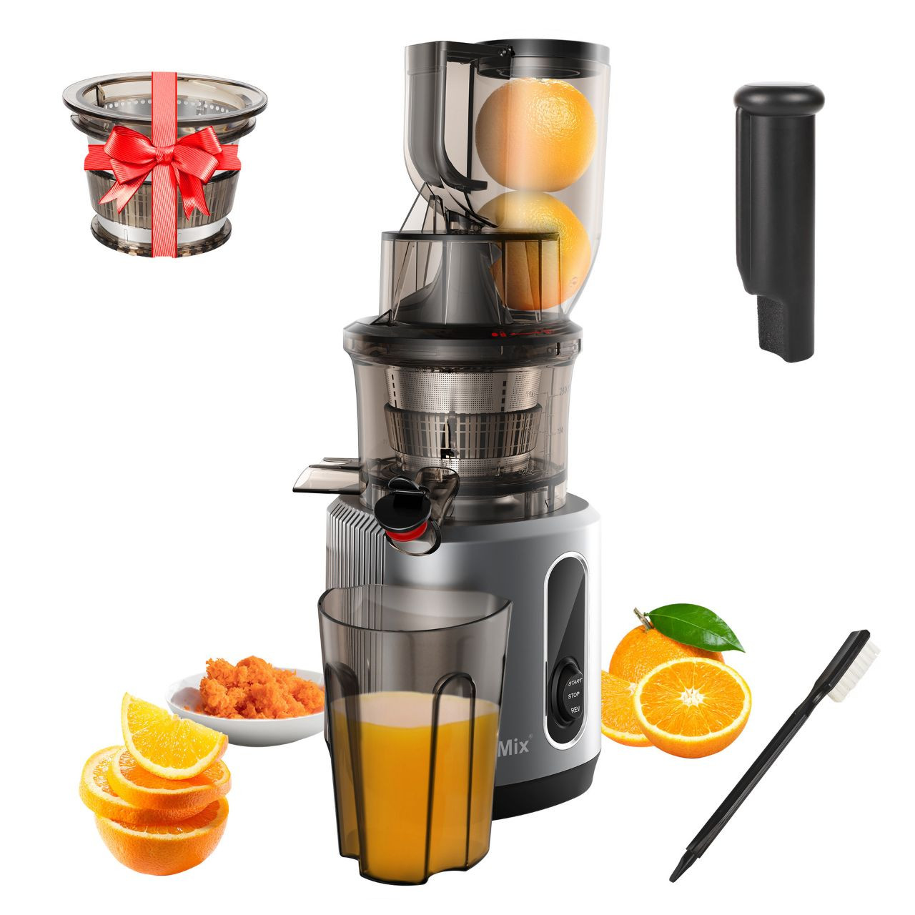 Extracteur de jus à pression froide, un appareil de cuisine conçu pour presser doucement les fruits et légumes afin de conserver un maximum de nutriments.