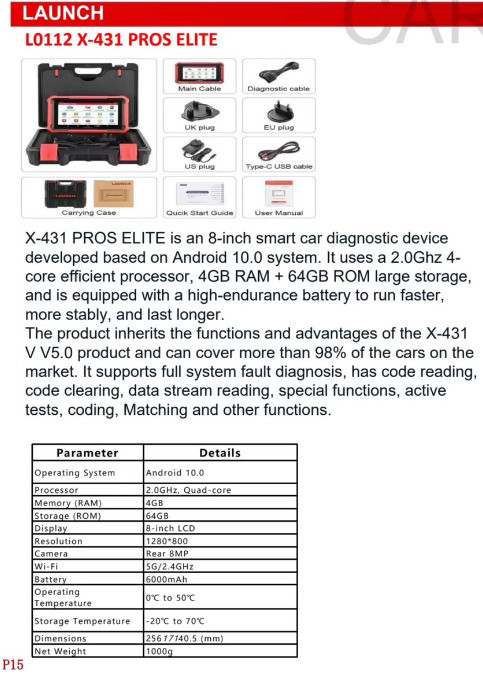 LAUNCH X-431 PROS ELITE – Valise Diagnostic Automobile Professionnelle OBD2 Multimarque Android 10