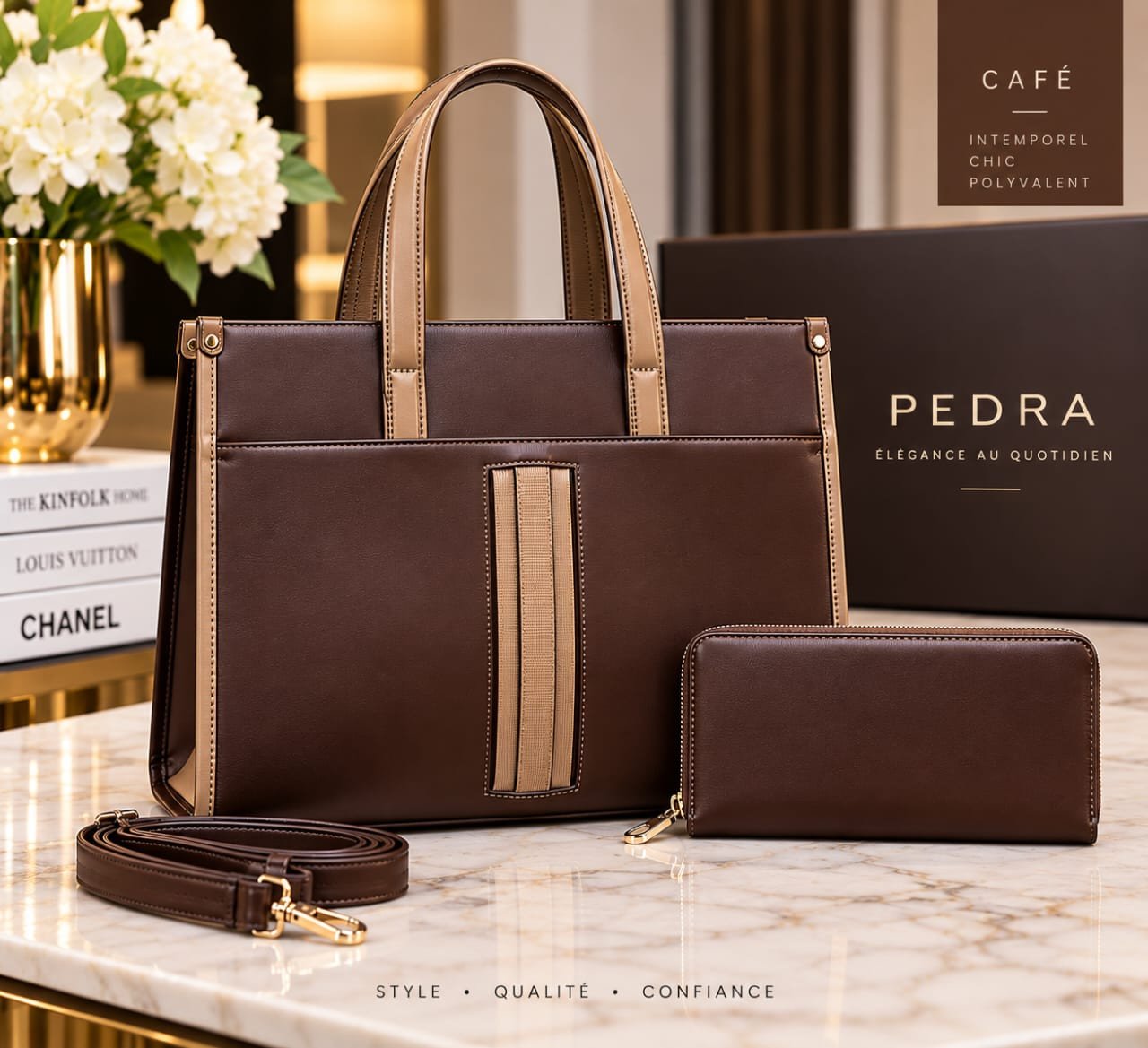 Sacs à main de marque tendance class pour femme en lot de 2-en-1 avec un petit portefeuille ou une pochette assortie).